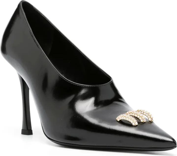 Crystal-Embellished Pointed Pumps - Image 2
