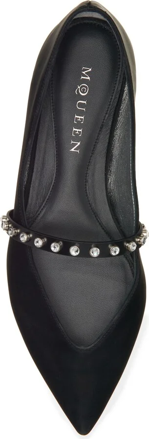 Crystal Embellished Pointed Toe Mary Jane Flat - Image 5
