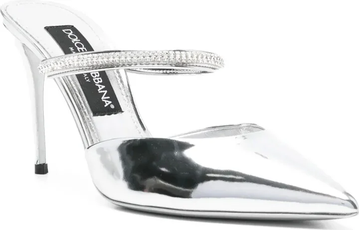 Crystal-Embellished Pointed-Toe Mules - Image 2