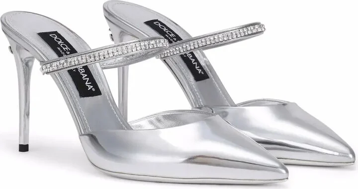 Crystal-Embellished Pointed-Toe Mules - Image 2