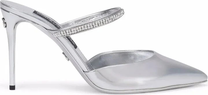 Crystal-Embellished Pointed-Toe Mules
