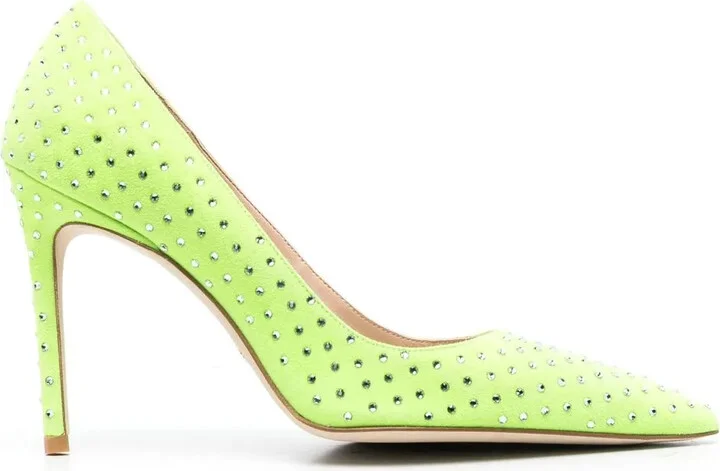 Crystal-Embellished Pointed-Toe Pumps