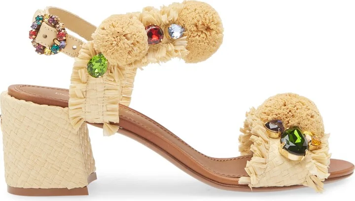 Crystal Embellished Raffia Sandal - Image 3