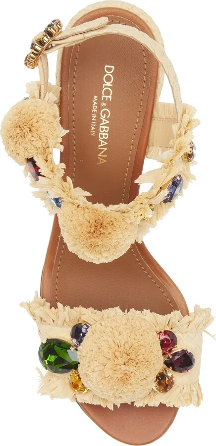 Crystal Embellished Raffia Sandal - Image 5