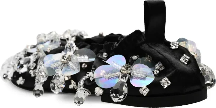 Crystal-Embellished Satin Ballet Flats - Image 3