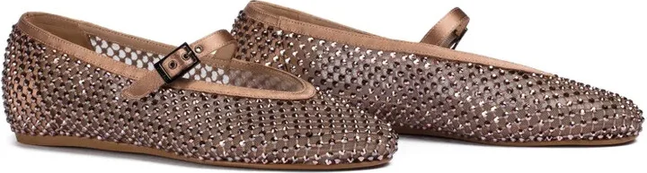 Crystal-Embellished Satin Ballet Flats - Image 2