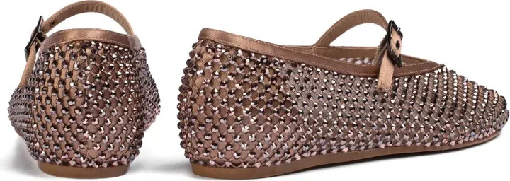 Crystal-Embellished Satin Ballet Flats - Image 3