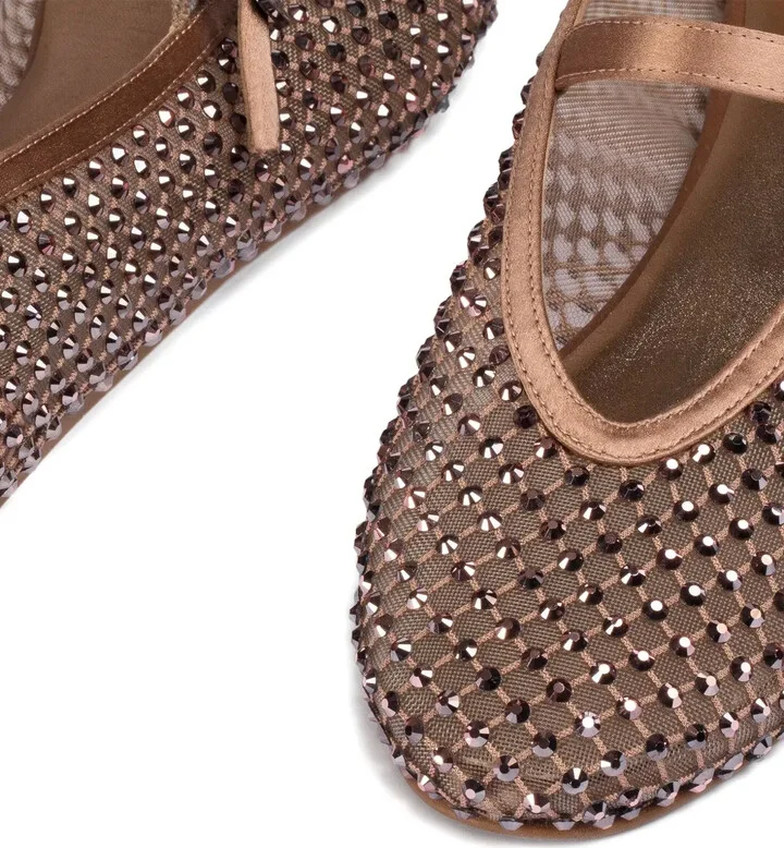 Crystal-Embellished Satin Ballet Flats - Image 4