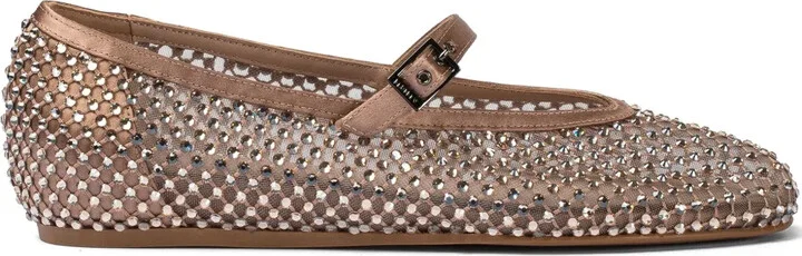 Crystal-Embellished Satin Ballet Flats