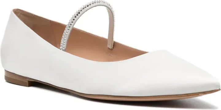 Crystal-Embellished Satin Ballet Pumps - Image 2