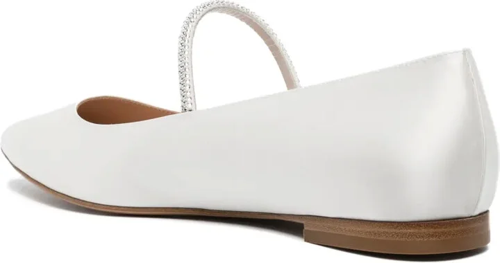Crystal-Embellished Satin Ballet Pumps - Image 3
