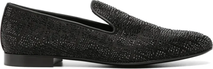 Crystal-Embellished Satin Loafers