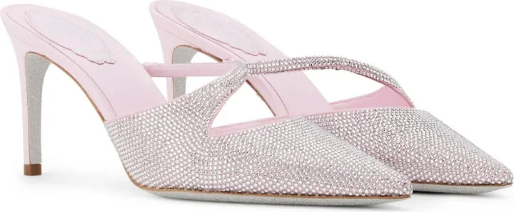 Crystal-Embellished Satin Mules - Image 2