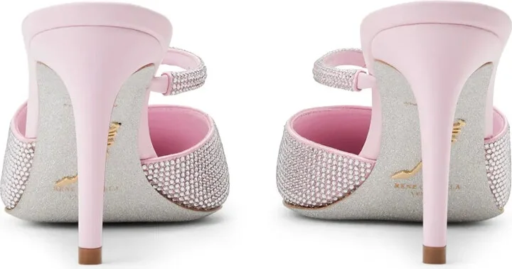 Crystal-Embellished Satin Mules - Image 3