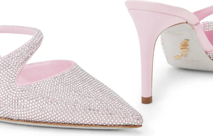 Crystal-Embellished Satin Mules - Image 4