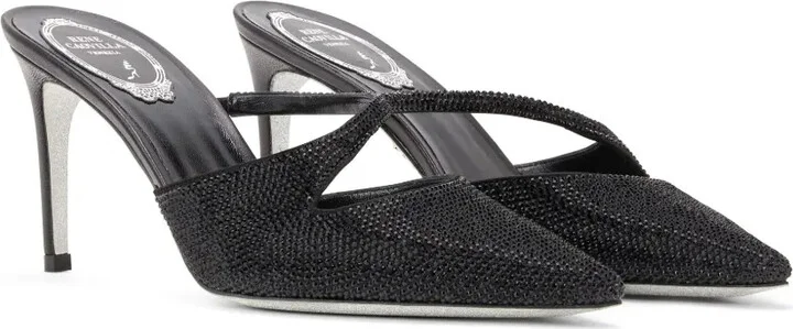 Crystal-Embellished Satin Mules - Image 2