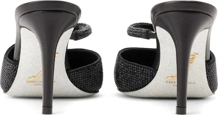 Crystal-Embellished Satin Mules - Image 3