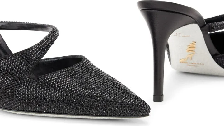 Crystal-Embellished Satin Mules - Image 4