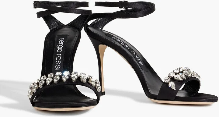 Crystal-embellished satin sandals - Image 2