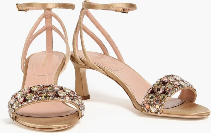 Crystal-embellished satin sandals - Image 2