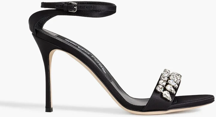 Crystal-embellished satin sandals