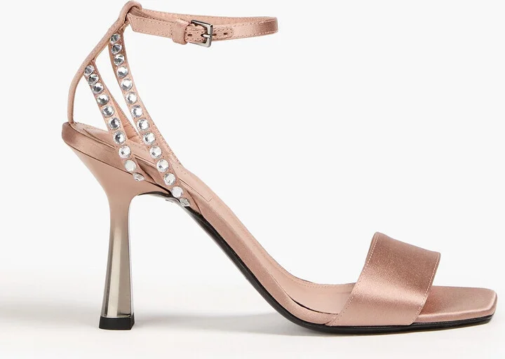 Crystal-embellished satin sandals