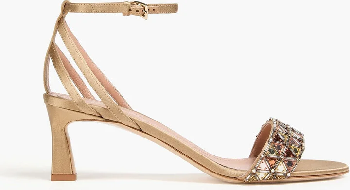 Crystal-embellished satin sandals