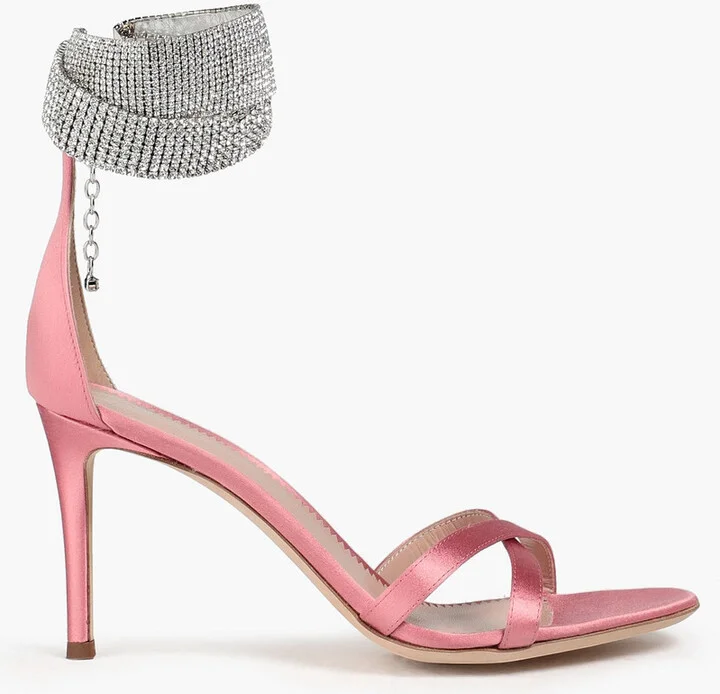 Crystal-embellished satin sandals