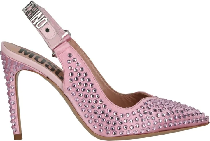 Crystal Embellished Satin Slingback Pumps