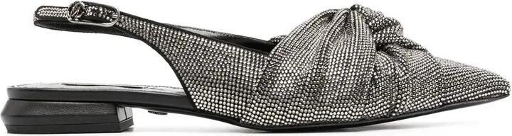 Crystal-Embellished Slingback Ballerinas