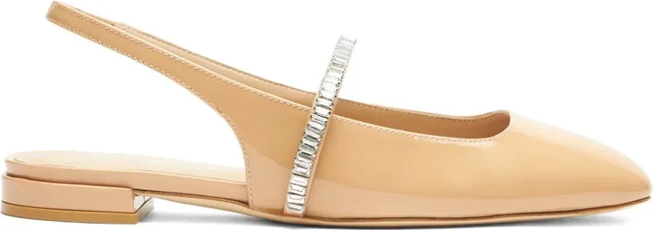 Crystal-Embellished Slingback Flats