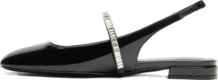 Crystal-Embellished Slingback Flats