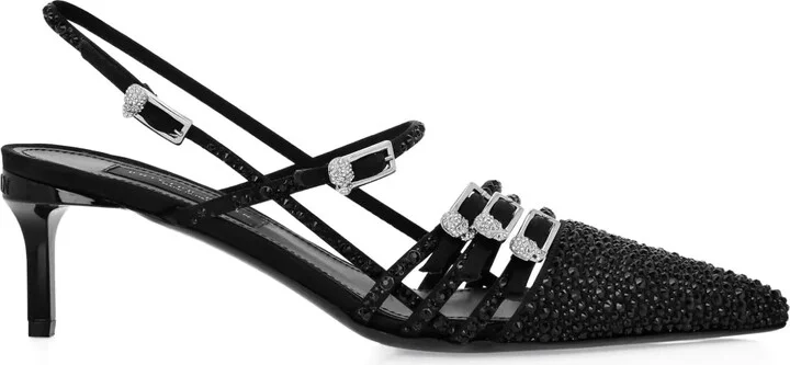 Crystal-Embellished Slingback Pumps