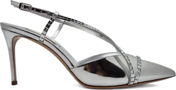 Crystal-Embellished Slingback Pumps