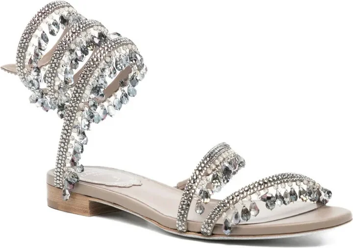 Crystal-Embellished Spiral-Wrap Sandals - Image 2