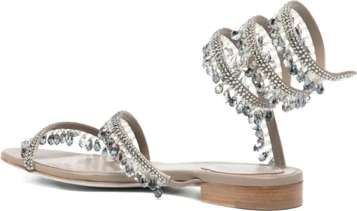 Crystal-Embellished Spiral-Wrap Sandals - Image 3