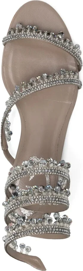 Crystal-Embellished Spiral-Wrap Sandals - Image 4