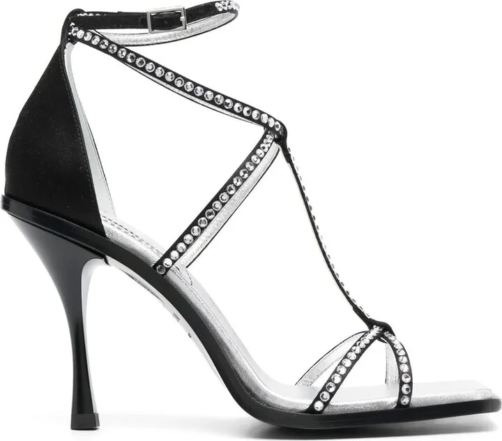 Crystal-Embellished Square-Toe Sandals