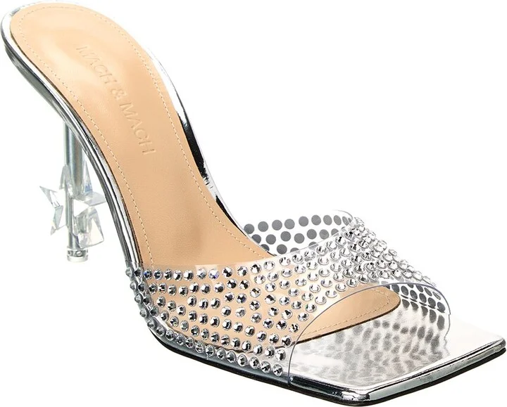 Crystal-Embellished Star Vinyl & Leather Mule
