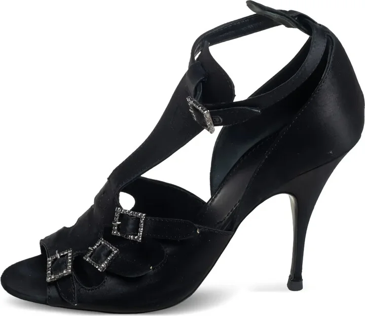 Crystal-Embellished Strappy Heels
