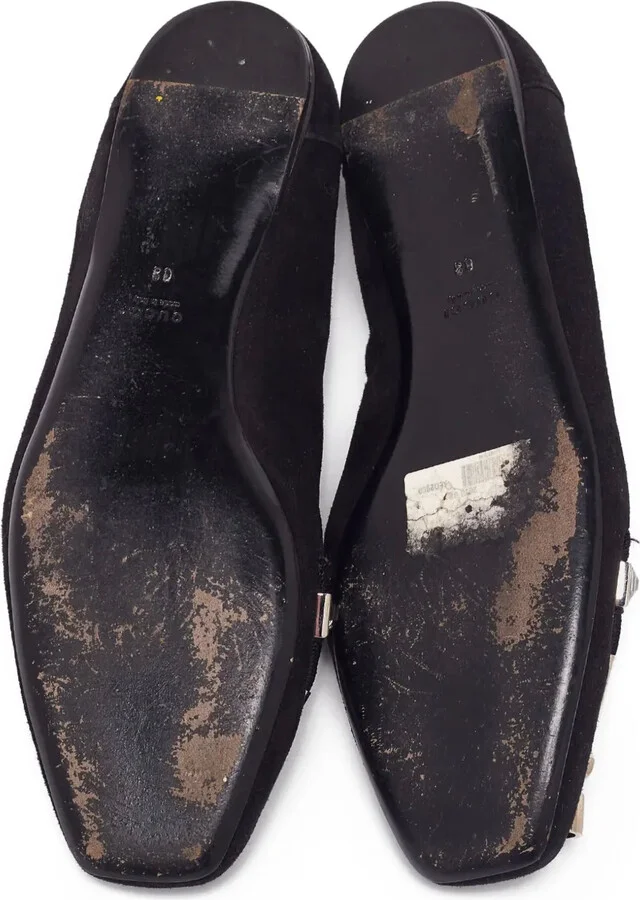 Crystal-Embellished Suede Ballerina Flats - Image 5