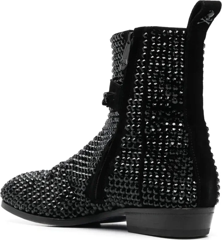 Crystal-Embellished Suede Boots - Image 3