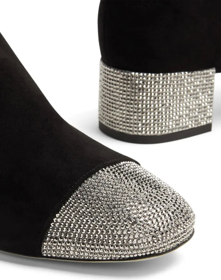 Crystal-Embellished Suede Boots - Image 4