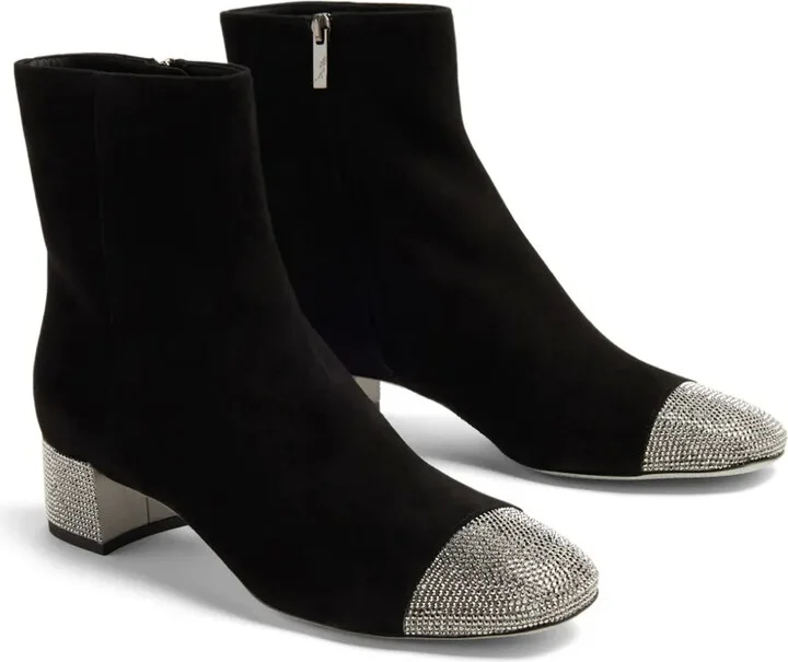 Crystal-Embellished Suede Boots - Image 5