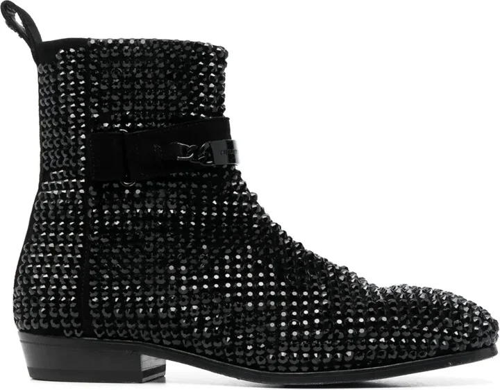 Crystal-Embellished Suede Boots