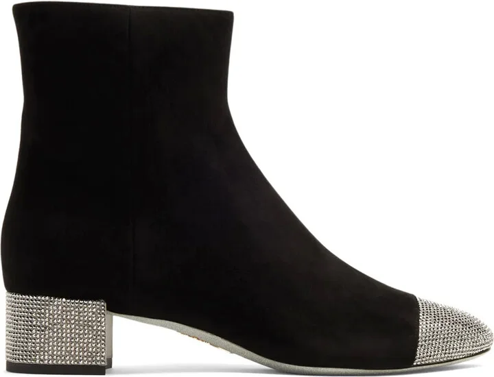 Crystal-Embellished Suede Boots