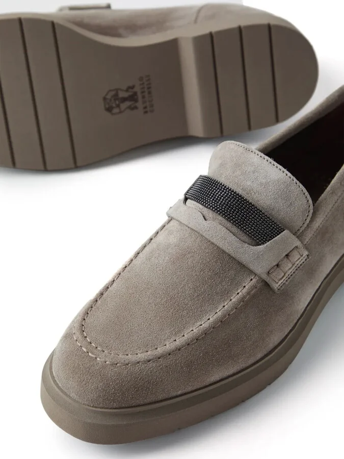 Crystal-Embellished Suede Loafers - Image 4