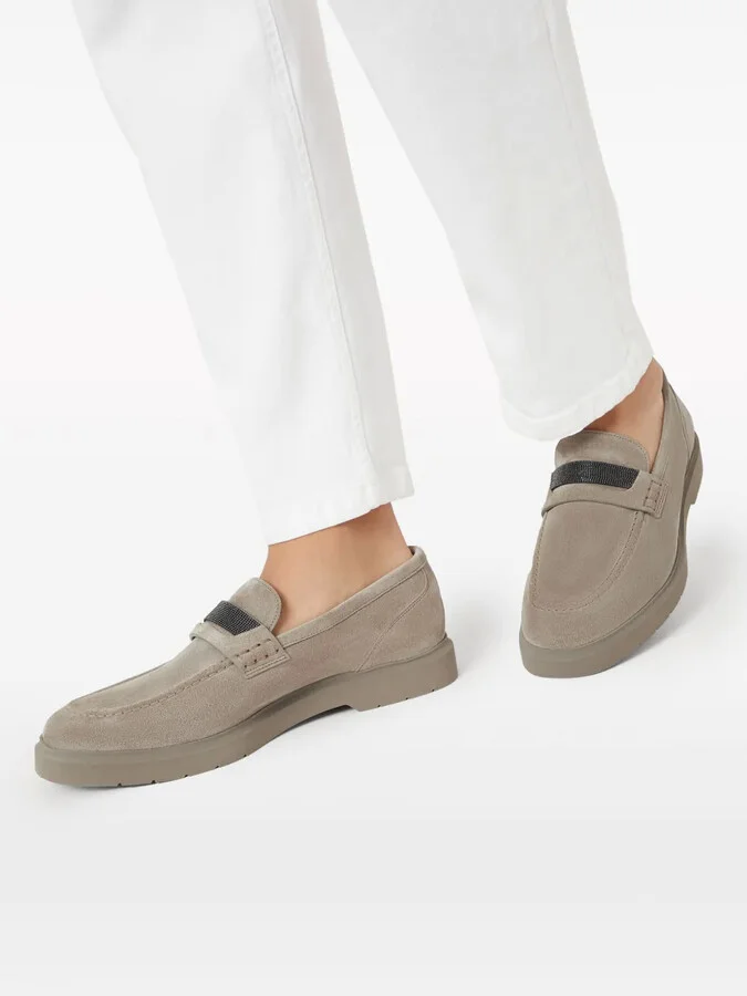 Crystal-Embellished Suede Loafers - Image 5