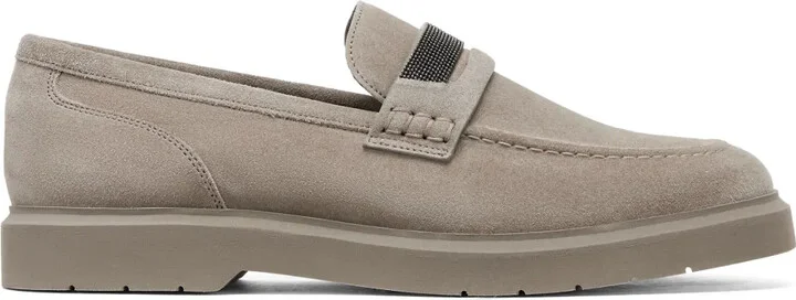 Crystal-Embellished Suede Loafers