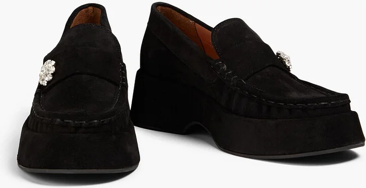 Crystal-embellished suede platform loafers - Image 2